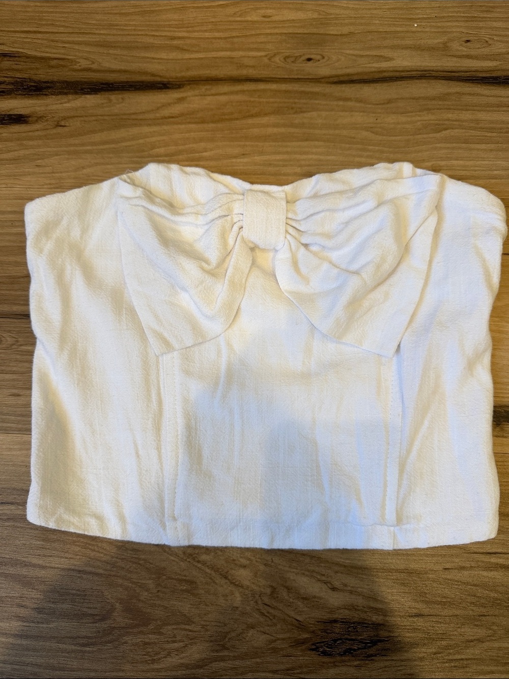 Altar'd State Cream Strapless Bow Crop Top